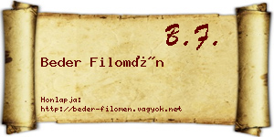 Beder Filomén névjegykártya